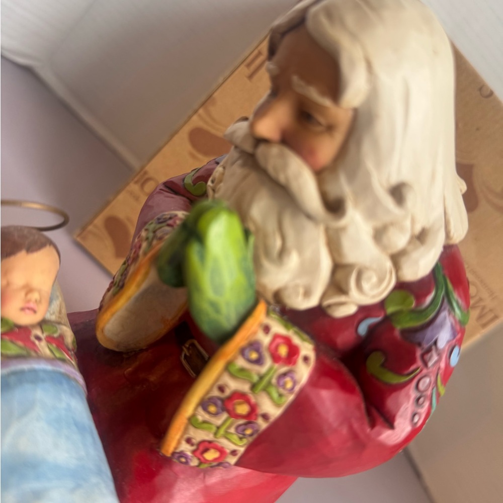 Jim Shore Heartwood Creek Santa with Baby Jesus Statue - Picture 8 of 10